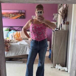 Torrid Pink Floral corset inspired cropped top